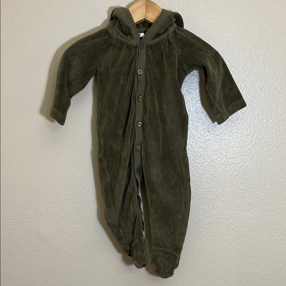 Kate Quinn Green Organic Cotton Hooded Ears Footie One Piece Romper